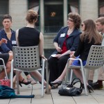 Conversation groups also took advantage of the great patio space at Morningstar, Inc.